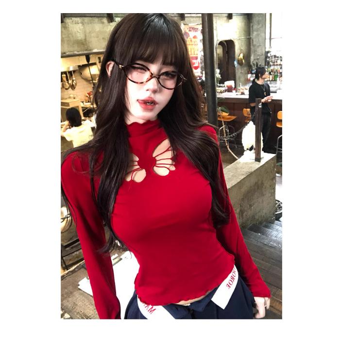Nanli fragrant wild babes, semi-turtleneck butterfly hollow T-shirt women s autumn and winter pure desire to show thin long-sleeved bottoming top XL червоний
Nanli fragrant wild babes, semi-turtleneck butterfly hollow T-shirt women s autumn and winter pure desire to show thin long-sleeved bottoming top XL червоний