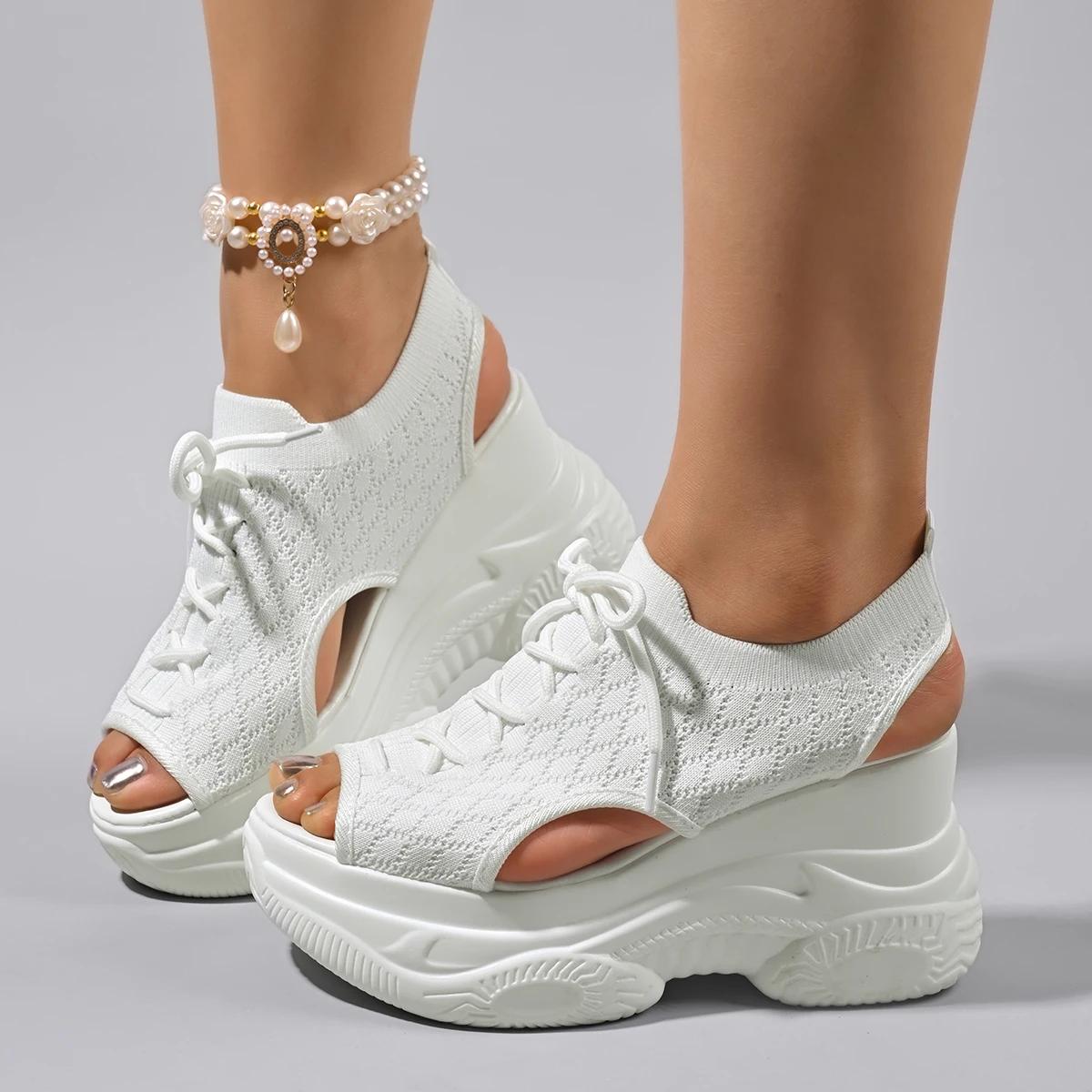 Summer Women Sandals Non-slip Thick-soled Lace-up Casual Shoes for Women Comfortable Round-toe Wedge Light Roman Sandals 36 белый
Summer Women Sandals Non-slip Thick-soled Lace-up Casual Shoes for Women Comfortable Round-toe Wedge Light Roman Sandals 36 белый