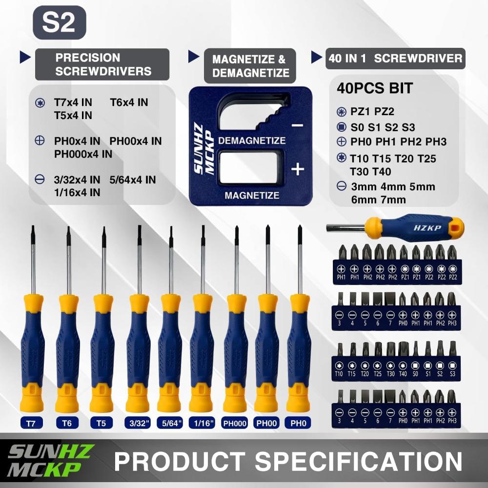 Magnetic Screwdriver Set 66-Piece, S2- Alloy Tool Steel, Includes Slotted/Phillips/Torx Mini Precision Screwdrivers, Replaceable United States
Magnetic Screwdriver Set 66-Piece, S2- Alloy Tool Steel, Includes Slotted/Phillips/Torx Mini Precision Screwdrivers, Replaceable United States