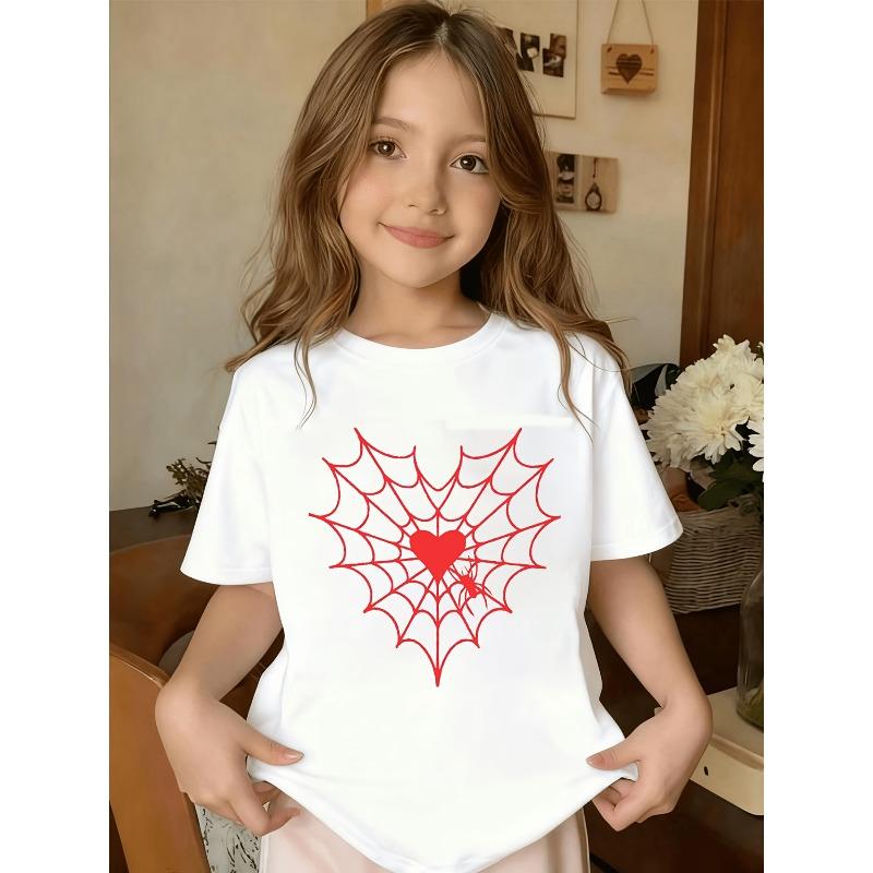 European sizes Girl s Short-Sleeve Spiderweb Heart Print Harmony Day Comfortable Outfit Birthday Gift 164cm білий
European sizes Girl s Short-Sleeve Spiderweb Heart Print Harmony Day Comfortable Outfit Birthday Gift 164cm білий