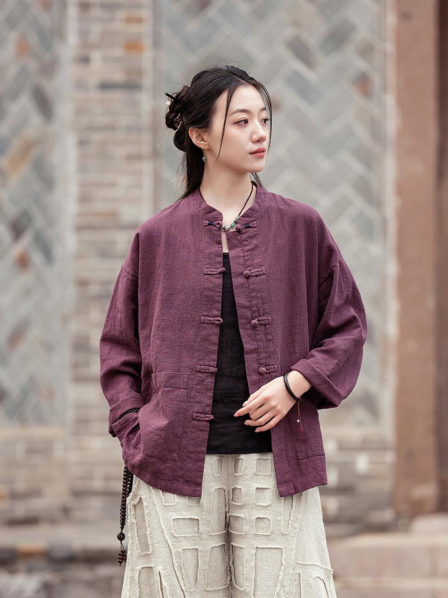 Жіноча весняна лляна сорочка та кардиган: Тай-чі костюм у китайському стилі двобортний One Size
Жіноча весняна лляна сорочка та кардиган: Тай-чі костюм у китайському стилі двобортний One Size