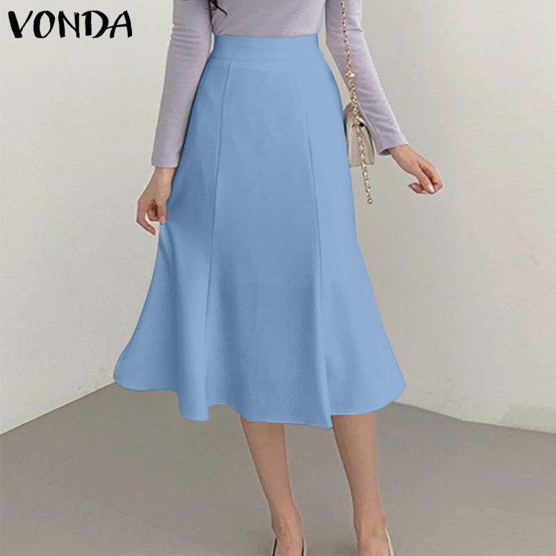 VONDA женская летняя однотонная свободная юбка трапециевидной формы средней длины с завышенной талией
VONDA женская летняя однотонная свободная юбка трапециевидной формы средней длины с завышенной талией