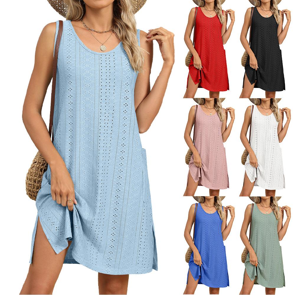 Europe, America 2025 spring and summer new solid color round neck loose sleeveless pocket dress S чёрный
Europe, America 2025 spring and summer new solid color round neck loose sleeveless pocket dress S чёрный