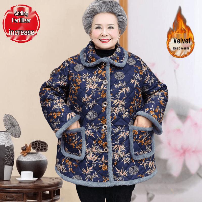 Plus Size Velvet Cotton Jacket for Middle-aged & Elderly Women - Lightweight Winter Outerwear for Ladies & Grandmas 2XL (110-125 jin)
Plus Size Velvet Cotton Jacket for Middle-aged & Elderly Women - Lightweight Winter Outerwear for Ladies & Grandmas 2XL (110-125 jin)