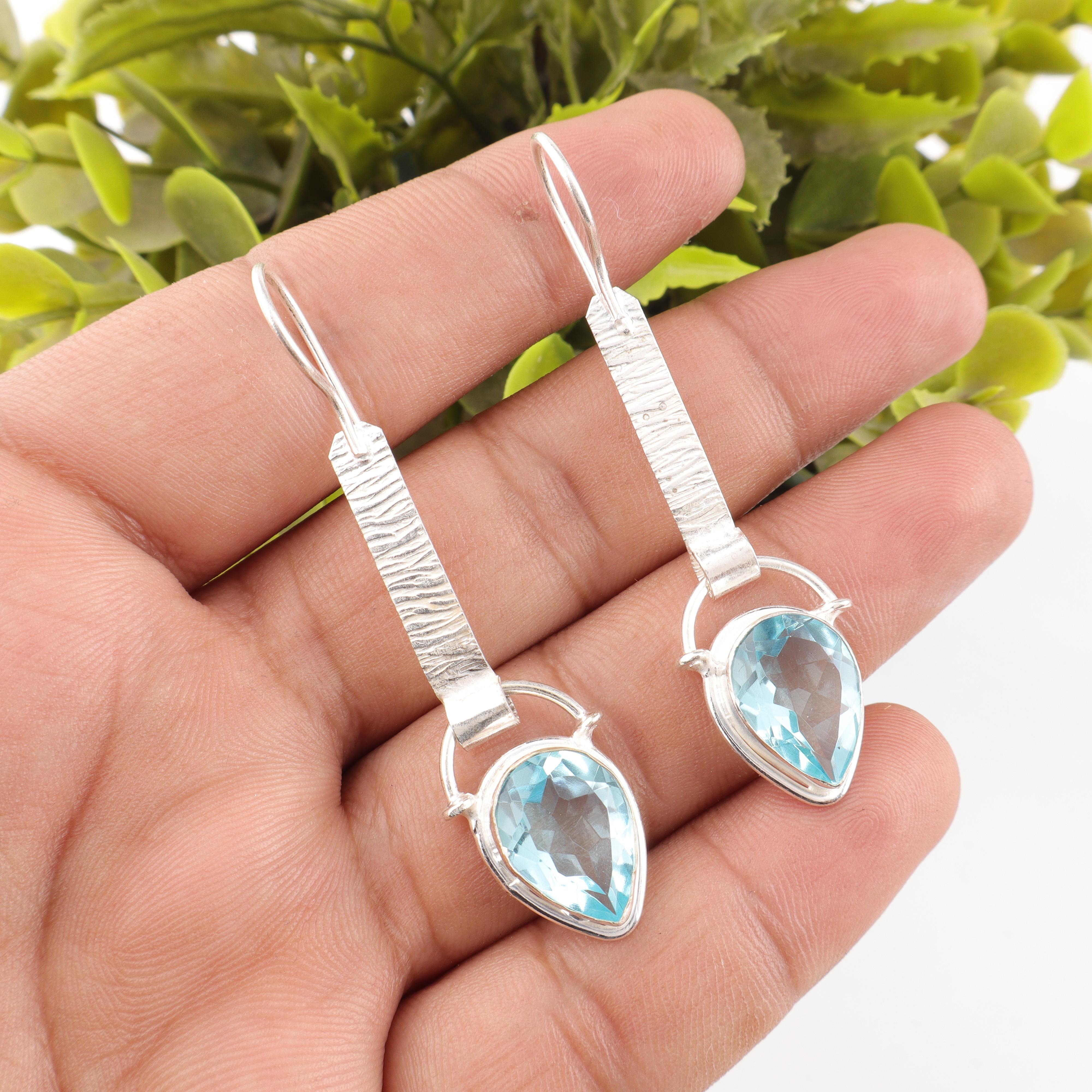 Sky Blue Topaz Gemstone Earrings, Handmade Gorgeous Jewelry, 925 Solid Sterling Silver Jewelry, Bohemian Earrings For Wedding Gift 2.3 inches синій
Sky Blue Topaz Gemstone Earrings, Handmade Gorgeous Jewelry, 925 Solid Sterling Silver Jewelry, Bohemian Earrings For Wedding Gift 2.3 inches синій