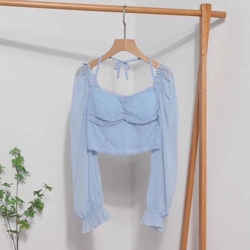 Square Neck Short Top with Exposed Collarbone, 2023 Spring New Style, Lantern Long Sleeves, Tie-Up Halter Neck Blouse, Women s Top 8876 Blue One size
Square Neck Short Top with Exposed Collarbone, 2023 Spring New Style, Lantern Long Sleeves, Tie-Up Halter Neck Blouse, Women s Top 8876 Blue One size