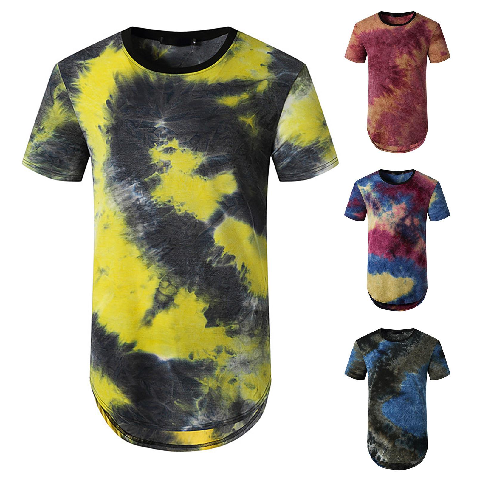 Мужская летняя модная блузка с короткими рукавами, градиент, спортивная повседневная верхняя блузка с галстуком, краска 
Мужская летняя модная блузка с короткими рукавами, градиент, спортивная повседневная верхняя блузка с галстуком, краска