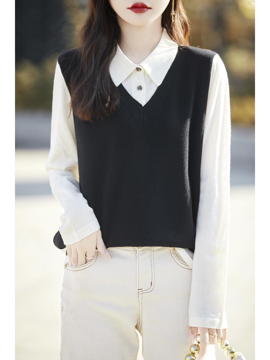 Women s POLO Collar Knit Top: Two-Piece Look, Mulberry Silk & Wool Blend, Lightweight, Spring/Autumn Sweater. Large чорний
Women s POLO Collar Knit Top: Two-Piece Look, Mulberry Silk & Wool Blend, Lightweight, Spring/Autumn Sweater. Large чорний