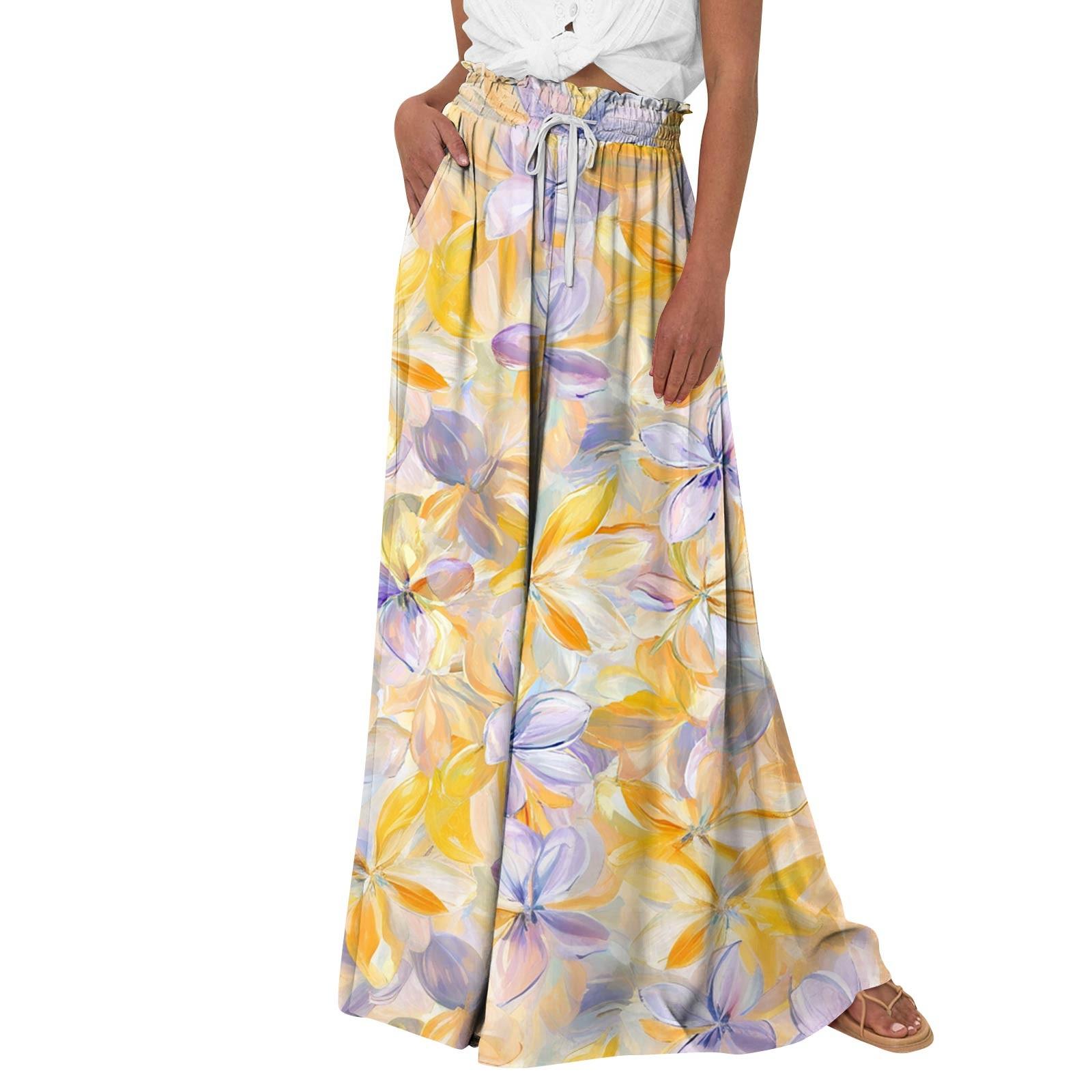 Женские брюки-палаццо с цветочным принтом в стиле бохо, широкие брюки, летние пляжные струящиеся брюки с высокой талией и карманами XL жёлтый
Женские брюки-палаццо с цветочным принтом в стиле бохо, широкие брюки, летние пляжные струящиеся брюки с высокой талией и карманами XL жёлтый
