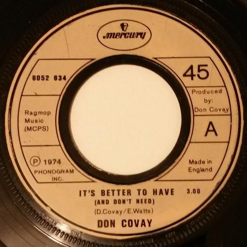 7-дюймовая пластинка DON COVAY Its Better To Have And Dont Need 6052632 Mercury 1974 UK SoulFunk Б/у
7-дюймовая пластинка DON COVAY Its Better To Have And Dont Need 6052632 Mercury 1974 UK SoulFunk Б/у
