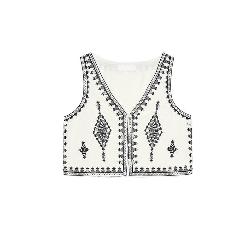 Хлопковый жилет без рукавов с V-образным вырезом и вышивкой контрастного цвета 5770035 Модные повседневные шорты с высокой талией 5770042 White Tops XS
Хлопковый жилет без рукавов с V-образным вырезом и вышивкой контрастного цвета 5770035 Модные повседневные шорты с высокой талией 5770042 White Tops XS