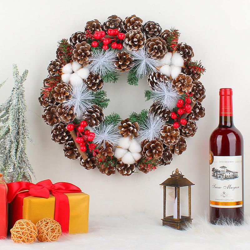 Christmas Pine Cone Cotton Wreath Floral Front Door Rustic Garlands Flocked With Mixed Decorations Christmas Decoration 35*35*8cm
Christmas Pine Cone Cotton Wreath Floral Front Door Rustic Garlands Flocked With Mixed Decorations Christmas Decoration 35*35*8cm