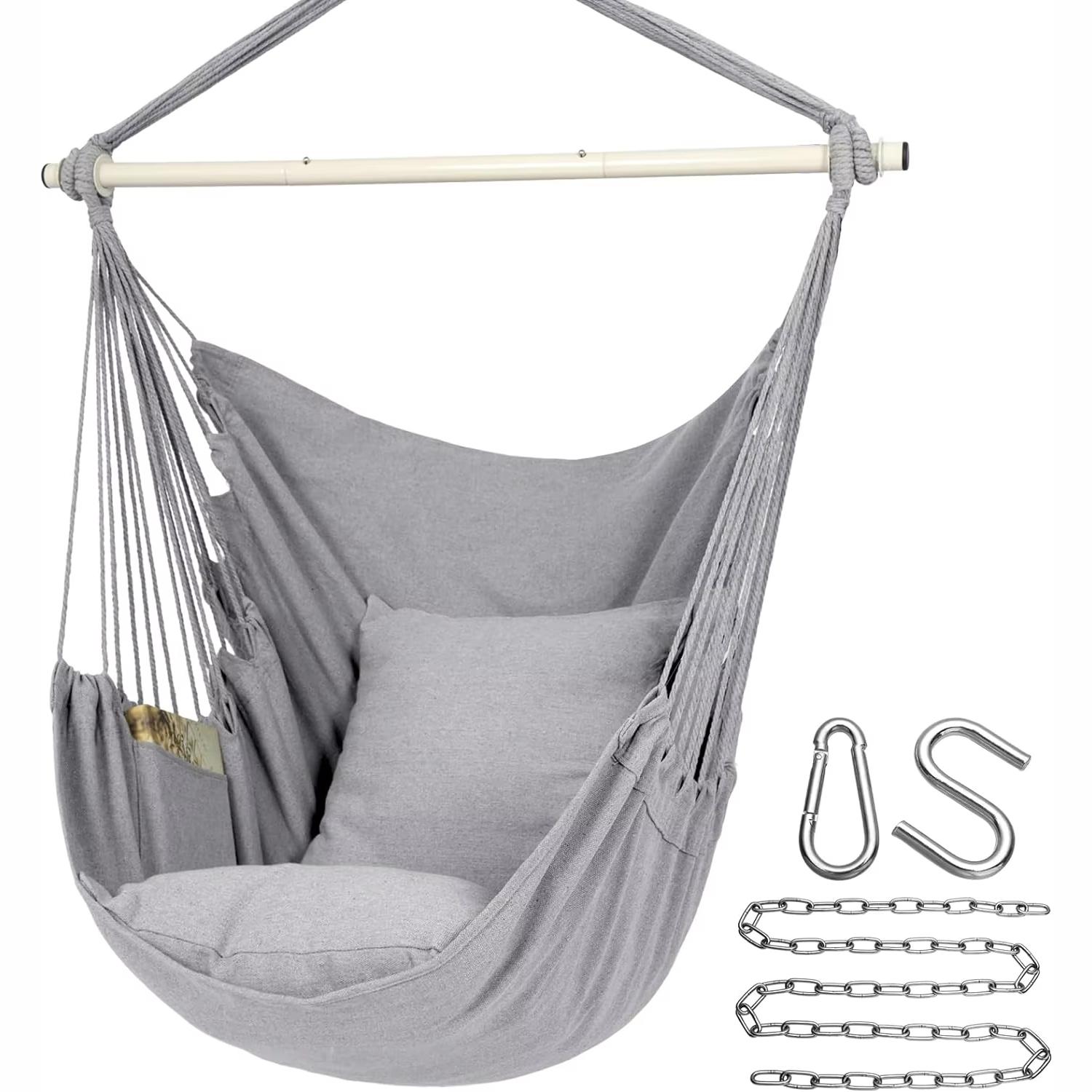 Durable Hanging Hammock Chair Bedroom Furniture Hanging Swing Indoor Outdoor Cotton Rope Boho Patio Chair Home Decor for Balcony сірий
Durable Hanging Hammock Chair Bedroom Furniture Hanging Swing Indoor Outdoor Cotton Rope Boho Patio Chair Home Decor for Balcony сірий