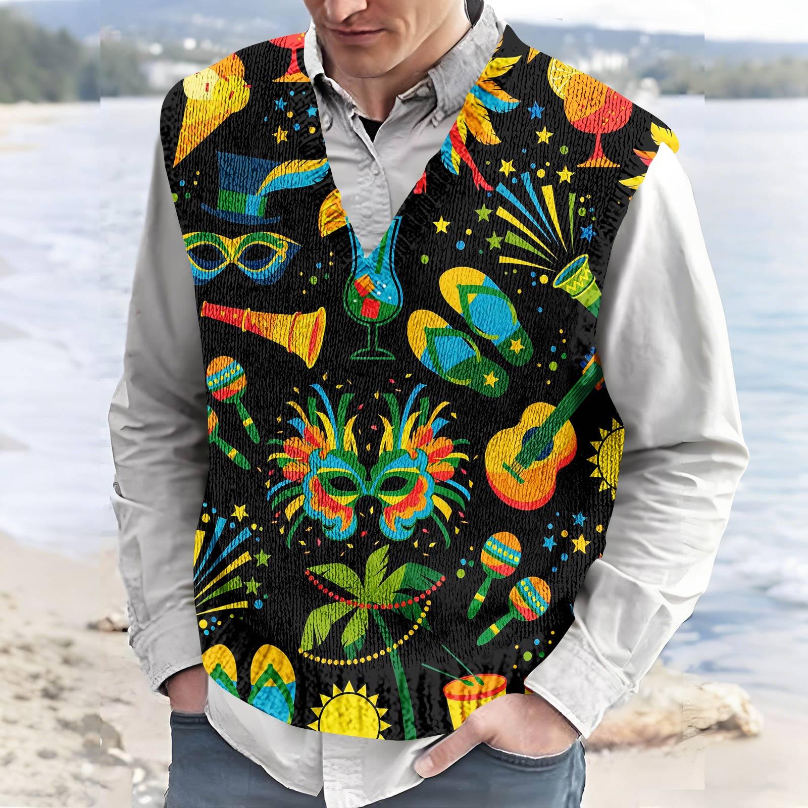 Мужской топ без рукавов с V-образным вырезом, повседневный спортивный жилет с карнавальным принтом XXXL
Мужской топ без рукавов с V-образным вырезом, повседневный спортивный жилет с карнавальным принтом XXXL