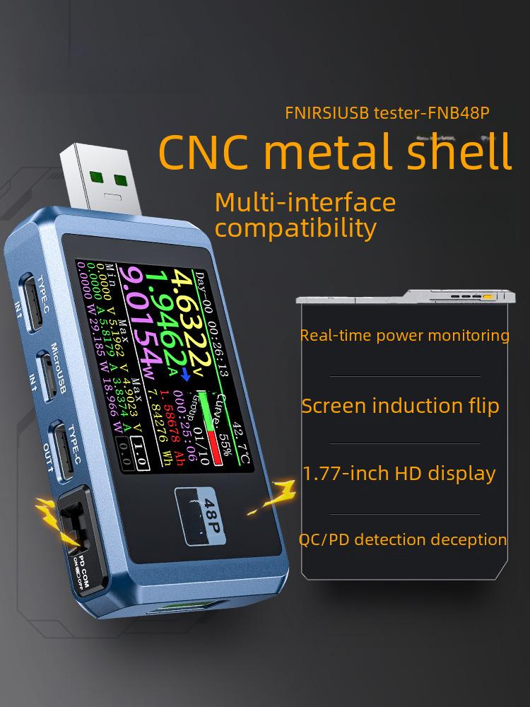 USB-тестер FNIRSI FNB48P, вимірювач напруги та струму, тестер швидкої зарядки для зовнішніх акумуляторів, вольтметр-амперметр постійного струму Standard Edition срібний
USB-тестер FNIRSI FNB48P, вимірювач напруги та струму, тестер швидкої зарядки для зовнішніх акумуляторів, вольтметр-амперметр постійного струму Standard Edition срібний