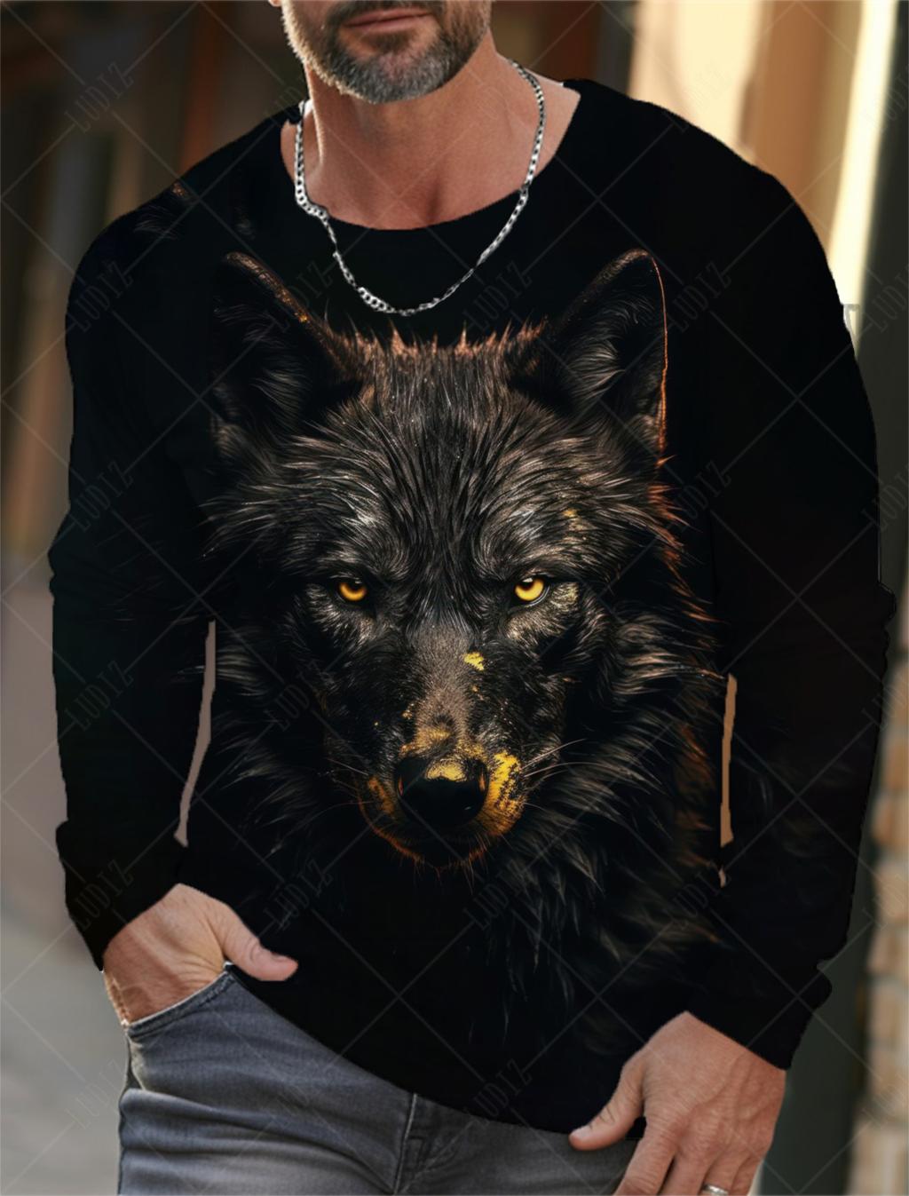 Винтажная мужская футболка с длинным рукавом, рубашки с 3d принтом, модная одежда с изображением животных и волка, топы с рукавами, мужские уличные топы большого размера 2XL
Винтажная мужская футболка с длинным рукавом, рубашки с 3d принтом, модная одежда с изображением животных и волка, топы с рукавами, мужские уличные топы большого размера 2XL