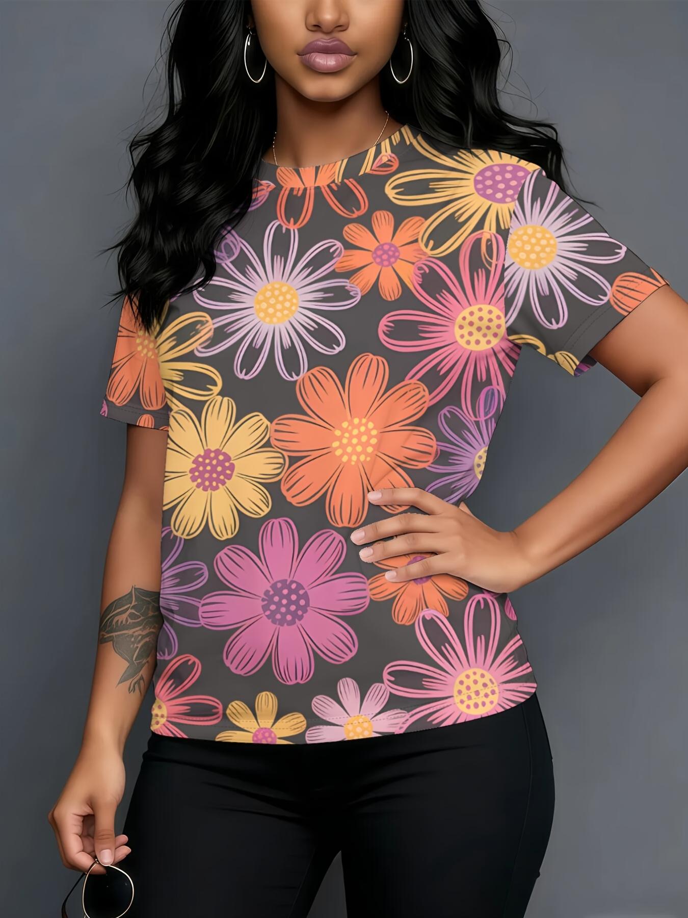 Cute Hand-Drawn Flower SpringSummer Trendy New Digital Print Casual Crew Neck T-Shirt. Featuring a Fashionable Crew Neck and Short Sleeve Design. Pair 2XL дубильная кора
Cute Hand-Drawn Flower SpringSummer Trendy New Digital Print Casual Crew Neck T-Shirt. Featuring a Fashionable Crew Neck and Short Sleeve Design. Pair 2XL дубильная кора