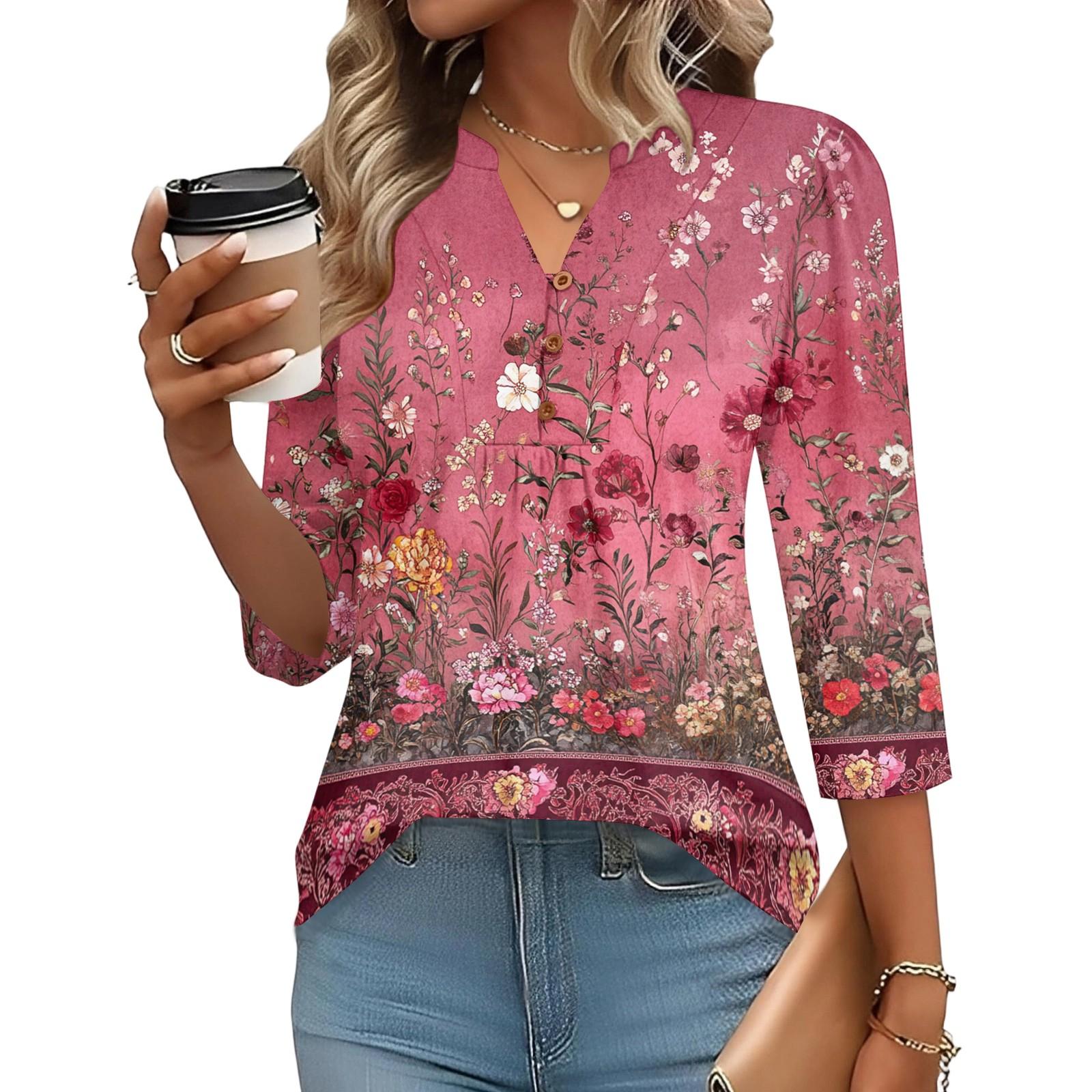 Womens Loose Fit Three Quarter Sleeve Blouse Floral Print Lightweight Pullover Top Casual V Neck Soft Fabric Shirt XL червоний
Womens Loose Fit Three Quarter Sleeve Blouse Floral Print Lightweight Pullover Top Casual V Neck Soft Fabric Shirt XL червоний
