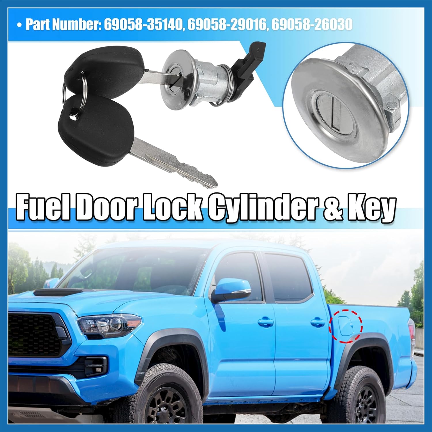 1 Set Fuel Door Lock Cylinder W/Keys for Toyota Tacoma for Toyota Tundra Fuel Tank Lock Cylinder Fuel Filler Lid Door Gas Lock Cylinder 69058-35140
1 Set Fuel Door Lock Cylinder W/Keys for Toyota Tacoma for Toyota Tundra Fuel Tank Lock Cylinder Fuel Filler Lid Door Gas Lock Cylinder 69058-35140