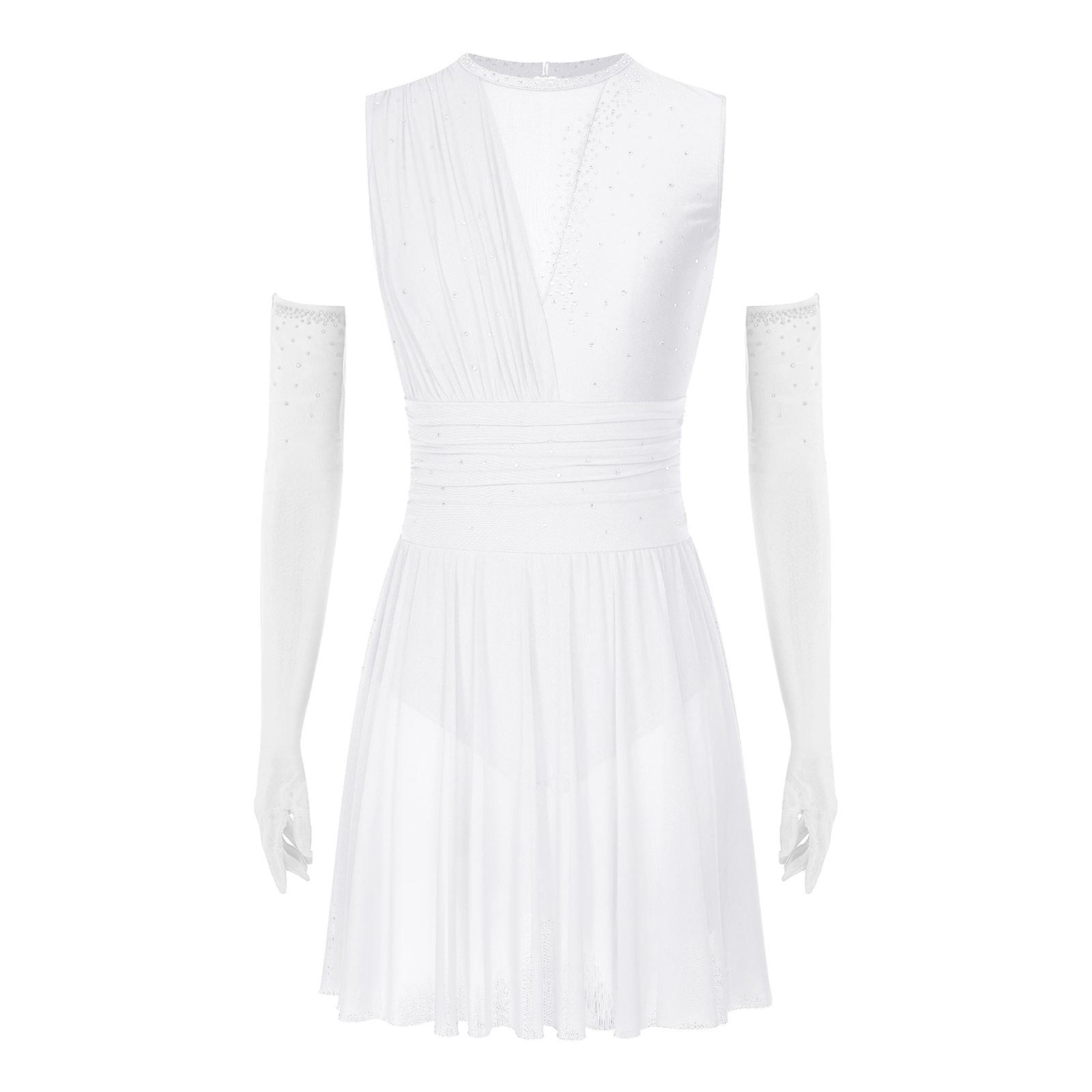 Жіноча сукня для фігурного катання, довгі рукавички, без рукавів, з блискучими стразами, з відкритою спиною, спідничний купальник S білий
Жіноча сукня для фігурного катання, довгі рукавички, без рукавів, з блискучими стразами, з відкритою спиною, спідничний купальник S білий