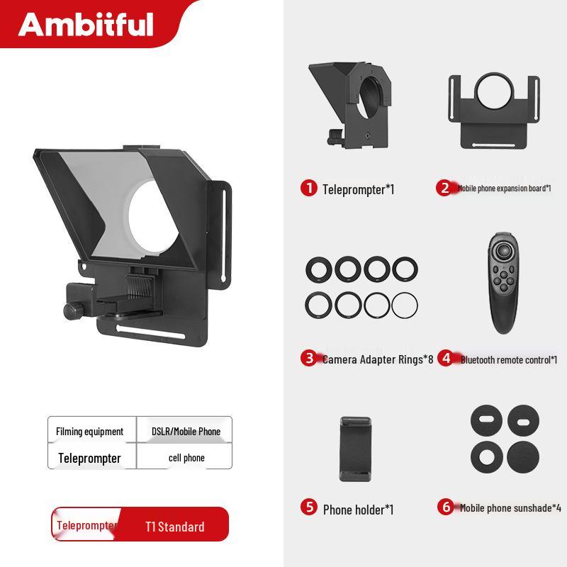 Ambitful Zhijie T1 Teleprompter: Compact Wide-Angle for Live Streaming, Compatible with Mobile Phones and DSLR Cameras
Ambitful Zhijie T1 Teleprompter: Compact Wide-Angle for Live Streaming, Compatible with Mobile Phones and DSLR Cameras