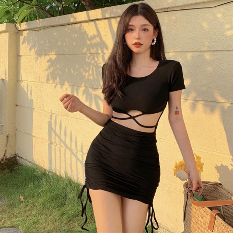 Женские однотонные платья с круглым вырезом и открытым пупком, облегающие платья с короткими рукавами One Size
Женские однотонные платья с круглым вырезом и открытым пупком, облегающие платья с короткими рукавами One Size