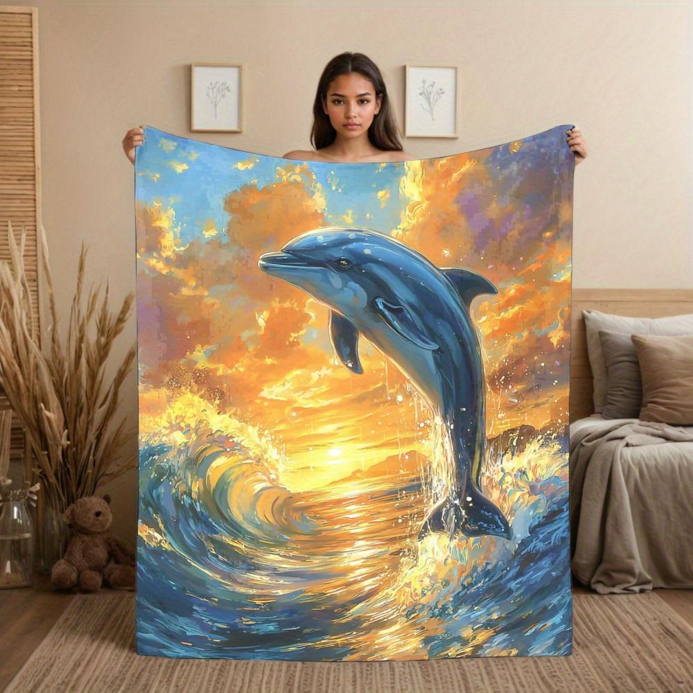 Dolphin and Wave Pattern Flannel printed blanket suitable for all seasons suitable for living room office sofa and travel 75x90cm
Dolphin and Wave Pattern Flannel printed blanket suitable for all seasons suitable for living room office sofa and travel 75x90cm
