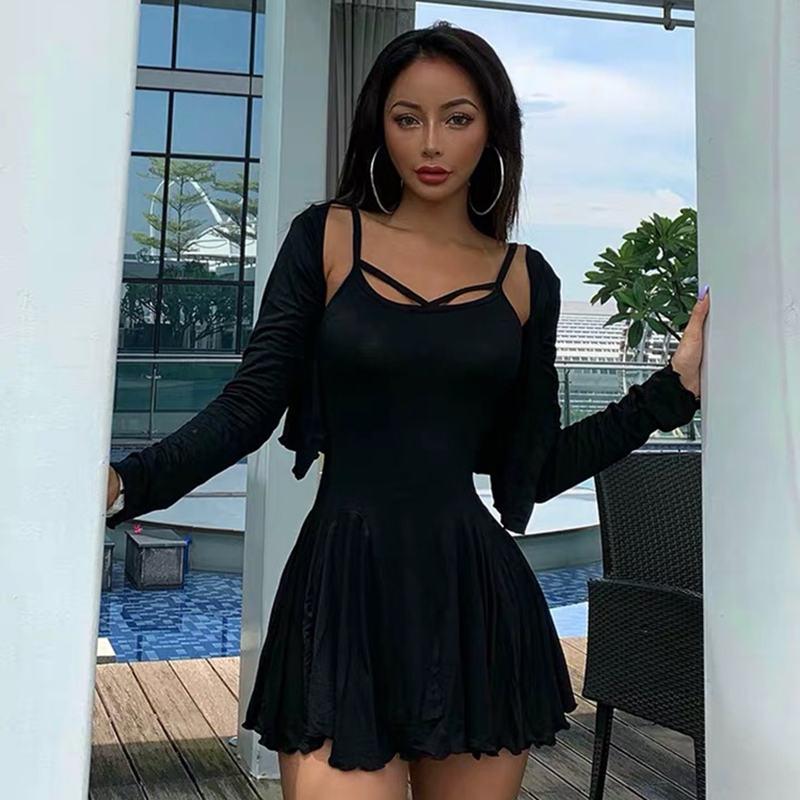 Женский комплект из двух предметов, повседневное винтажное однотонное платье без рукавов в стиле ретро + комплект тонкого пальто чёрный
Женский комплект из двух предметов, повседневное винтажное однотонное платье без рукавов в стиле ретро + комплект тонкого пальто чёрный