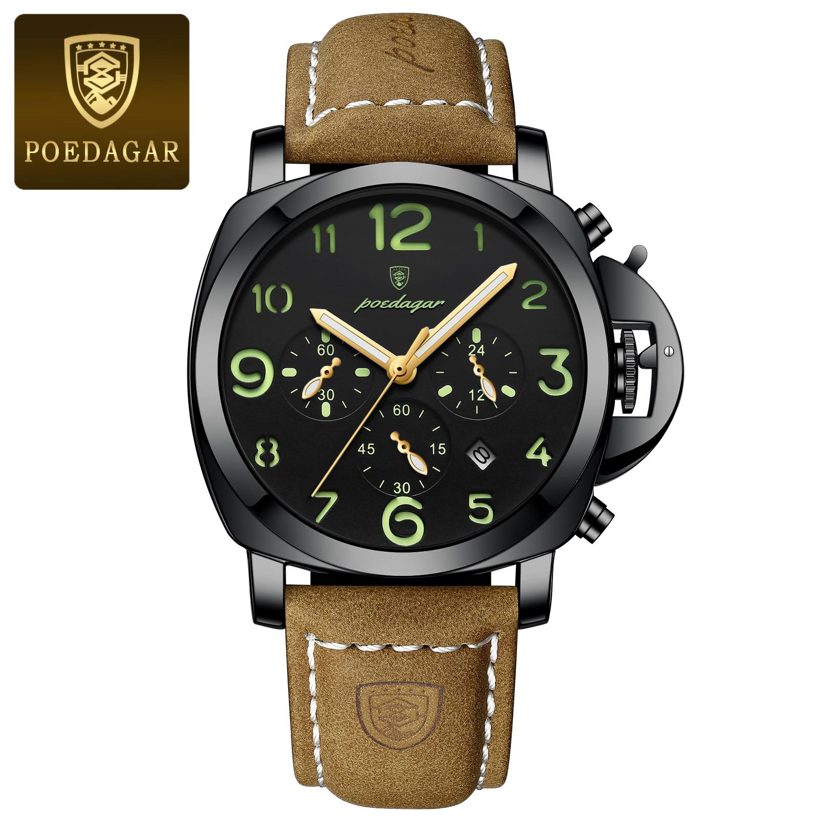 POEDAGAR Luxury Military Watch for Men Waterproof Luminous Leather Watch Quartz High Quality Sports Watches Male Reloj
POEDAGAR Luxury Military Watch for Men Waterproof Luminous Leather Watch Quartz High Quality Sports Watches Male Reloj