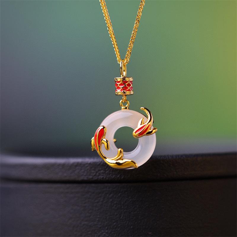 Luck Fish Pendants Necklace for Women Translucent Hollow Round Drop Chinese Style Ping An Knot Bohemian Elegant Neck Zircon
Luck Fish Pendants Necklace for Women Translucent Hollow Round Drop Chinese Style Ping An Knot Bohemian Elegant Neck Zircon
