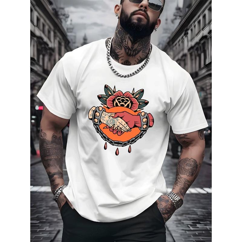 European sizes Men Casual T - Shirt Rose Heart Handshake Tattoo Print Men Fashion Street Style Adult Men Casual Wear 4XL білий
European sizes Men Casual T - Shirt Rose Heart Handshake Tattoo Print Men Fashion Street Style Adult Men Casual Wear 4XL білий