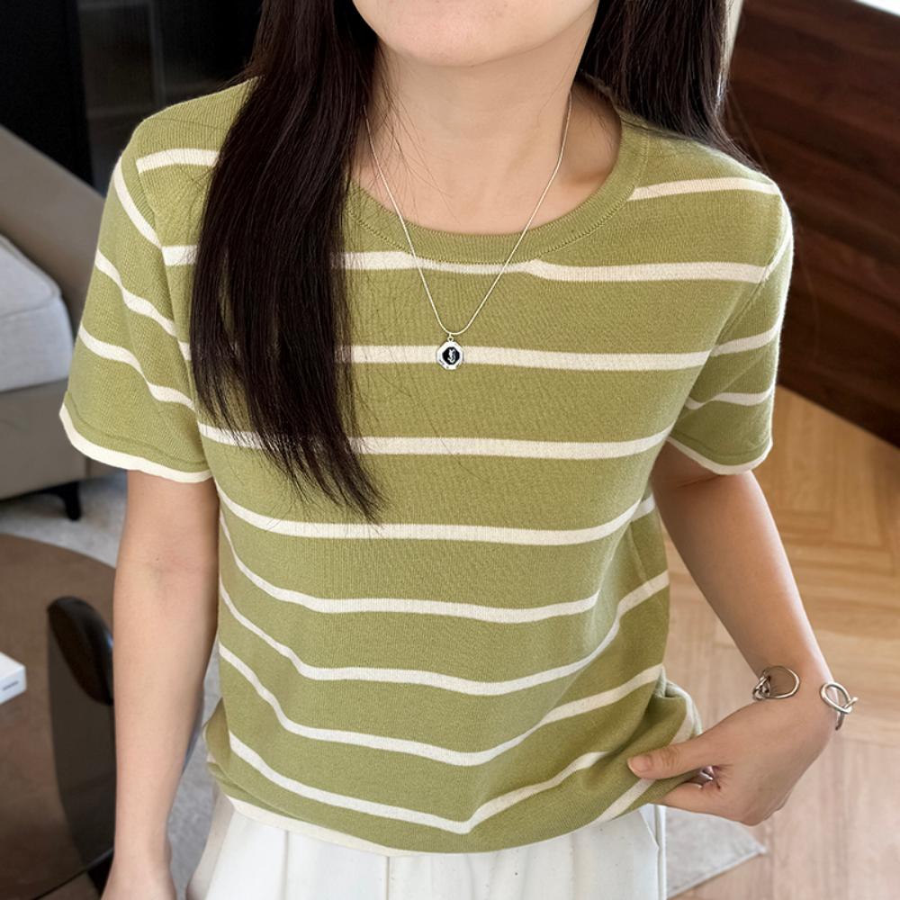 Summer women s T-shirt casual striped woven pullover short sleeved loose round neck Tees Pull vest Tops M
Summer women s T-shirt casual striped woven pullover short sleeved loose round neck Tees Pull vest Tops M