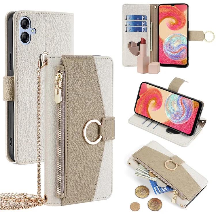 For Samsung Galaxy A04e 4G PU Leather Case Zipper Wallet Mirror Phone Cover with Shoulder Strap
For Samsung Galaxy A04e 4G PU Leather Case Zipper Wallet Mirror Phone Cover with Shoulder Strap
