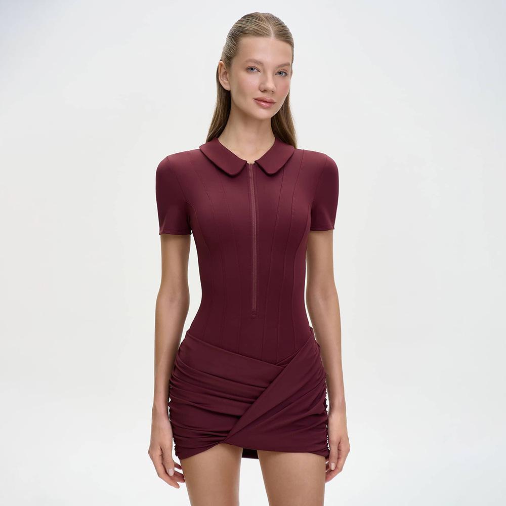 Chic Pleated Slim-fit Jumpsuit with Polo Collar – Short Style, Anti-Exposure Design, and Hip-Hugging Fit Large вина червоного кольору
Chic Pleated Slim-fit Jumpsuit with Polo Collar – Short Style, Anti-Exposure Design, and Hip-Hugging Fit Large вина червоного кольору