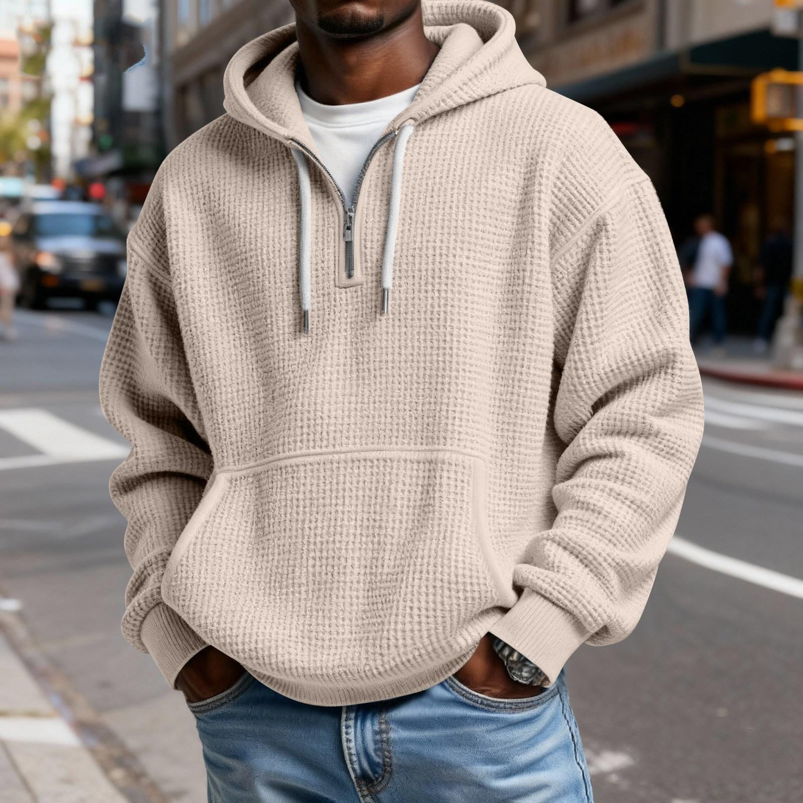 Men s Knit Pullover Hoodie with Half Zip Front Pocket Relaxed Fit Casual Long Sleeve Sweatshirt Top L
Men s Knit Pullover Hoodie with Half Zip Front Pocket Relaxed Fit Casual Long Sleeve Sweatshirt Top L