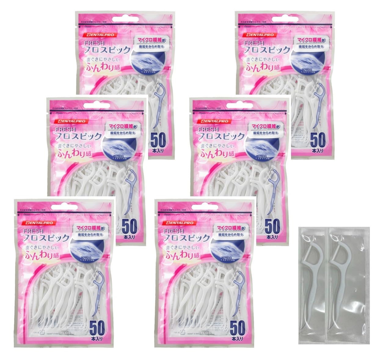 Dental Pro Fresh Floss Picks 50 pieces x 6 pieces set 2 floss picks included (300 pieces) +
Dental Pro Fresh Floss Picks 50 pieces x 6 pieces set 2 floss picks included (300 pieces) +