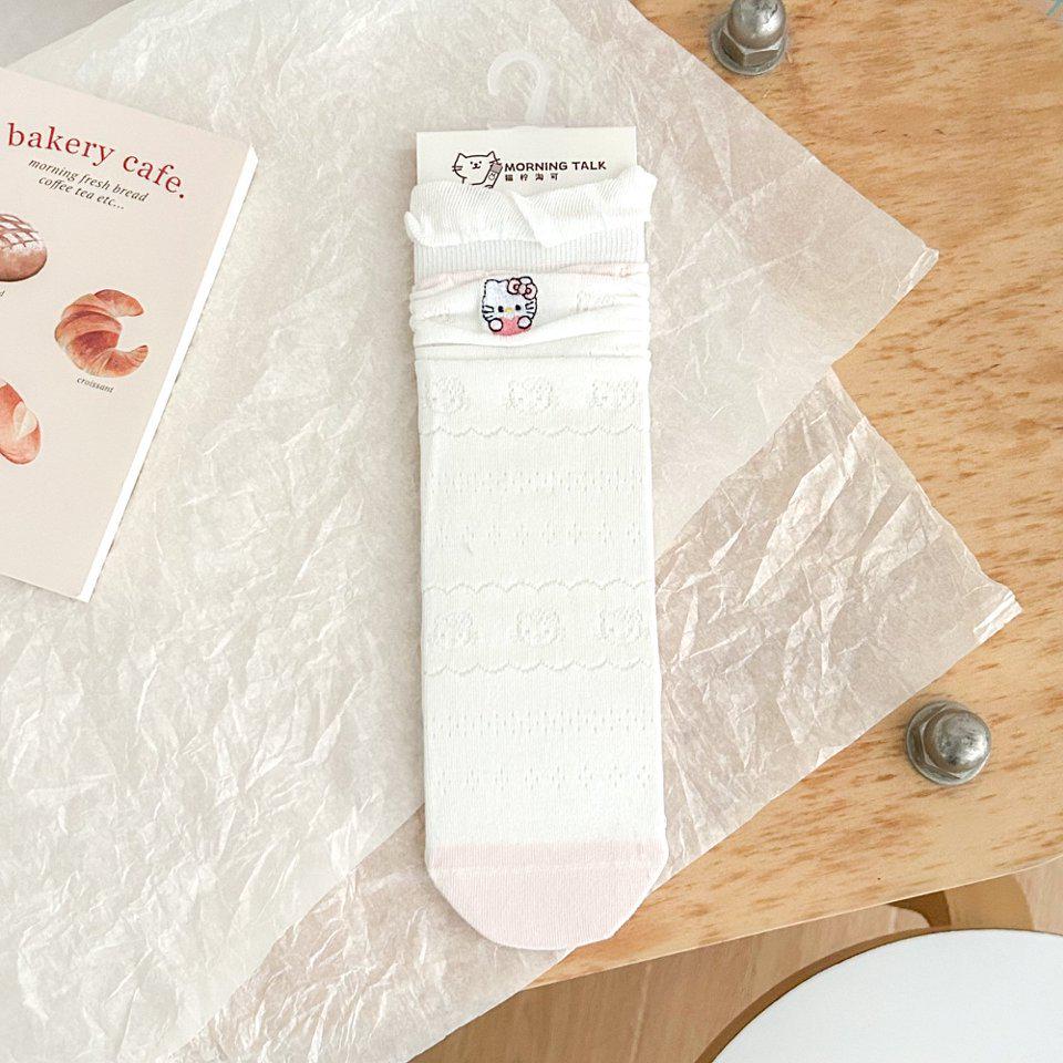 Spring/Summer Mid-Calf Mesh Socks with Cute Cat Design, Lace Pattern, and Bow Knot in Academy Style. One Size
Spring/Summer Mid-Calf Mesh Socks with Cute Cat Design, Lace Pattern, and Bow Knot in Academy Style. One Size