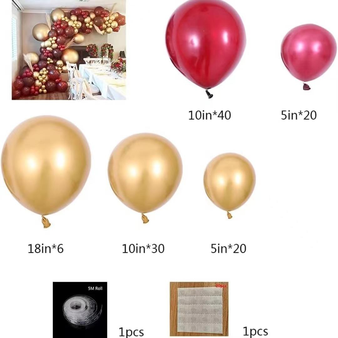 Бордовый Венок Набор Шаров Металлический Хромированный Шар Подходит Празднование Дня Рождения Выпускной Свадебная Церемония Юбилей Set as shown