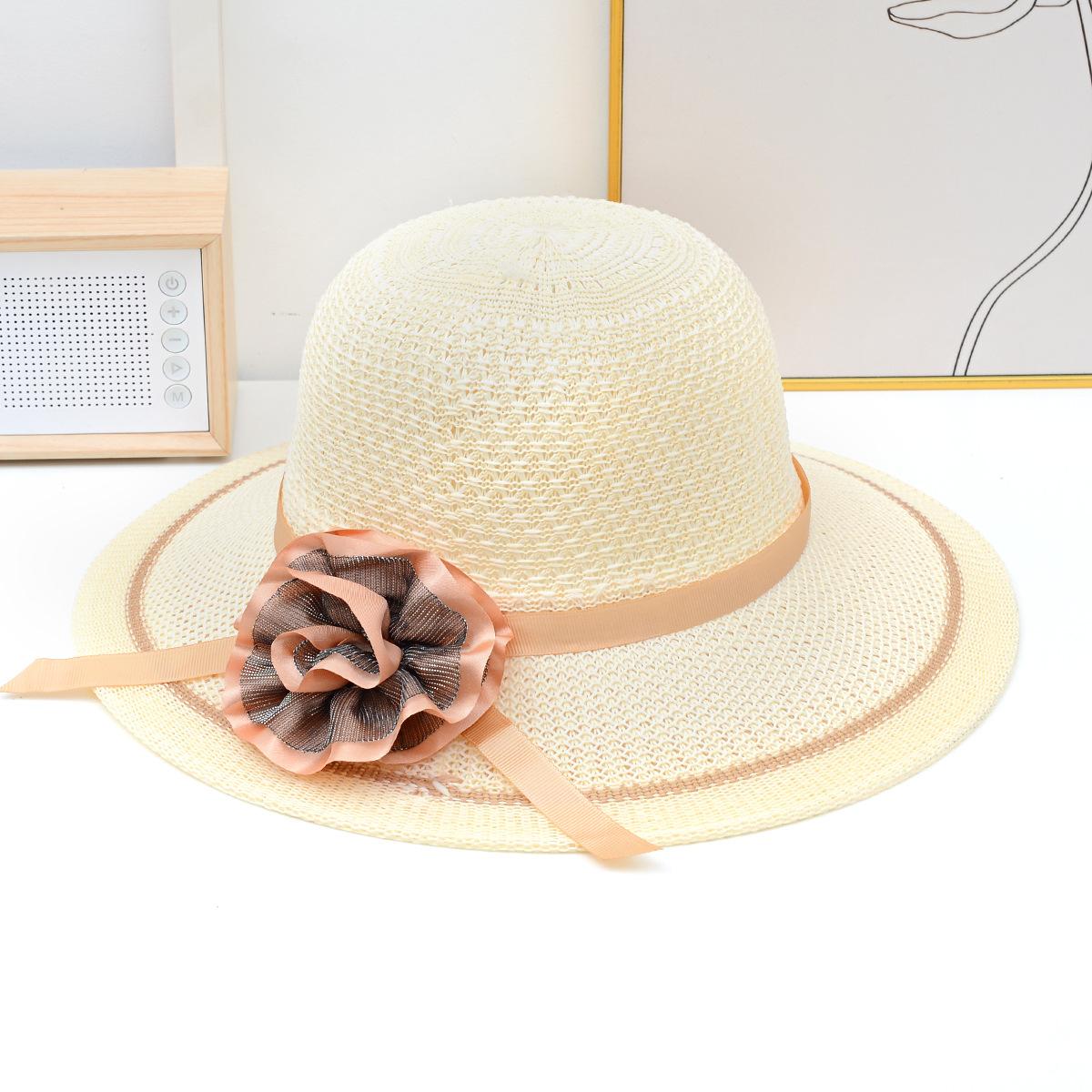 Летняя солнцезащитная шляпа, женская пляжная шляпа с бантом, уличная солнцезащитная шляпа с защитой от ультрафиолета для прогулок one size бежевый