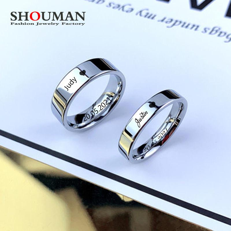 SHOUMAN 8 мм 6 мм гладкое индивидуальное кольцо из нержавеющей стали серебристого цвета для женщин мужчин на заказ гравировка имени логотип любовника пара
SHOUMAN 8 мм 6 мм гладкое индивидуальное кольцо из нержавеющей стали серебристого цвета для женщин мужчин на заказ гравировка имени логотип любовника пара