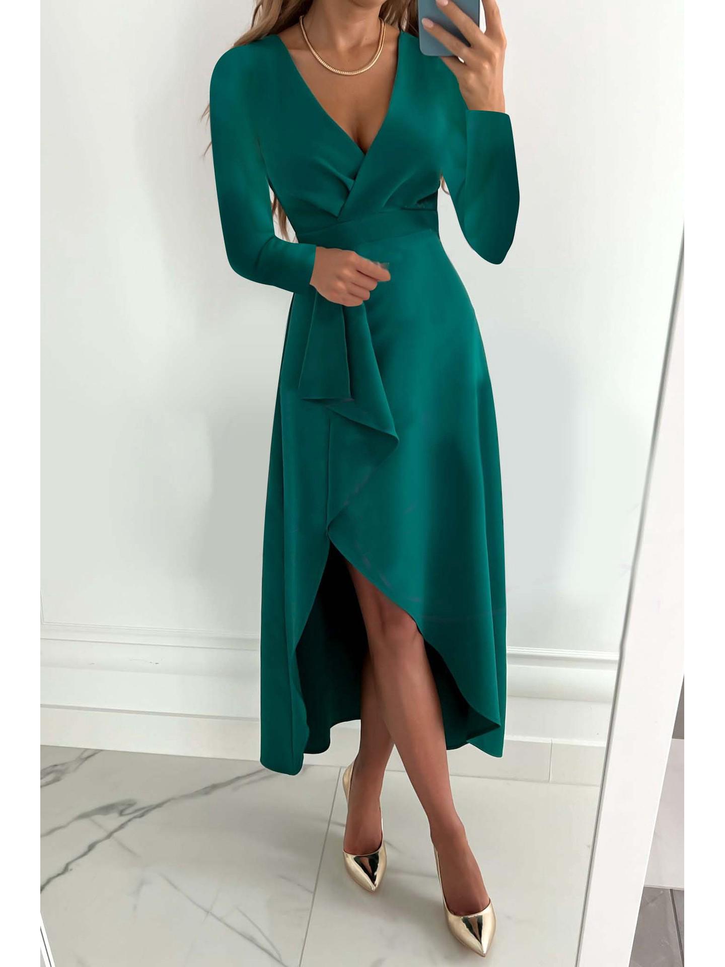 Осенне-зимнее платье с V-образным вырезом, длинными рукавами, драпировкой и разрезом для женщин XL зелёный
Осенне-зимнее платье с V-образным вырезом, длинными рукавами, драпировкой и разрезом для женщин XL зелёный