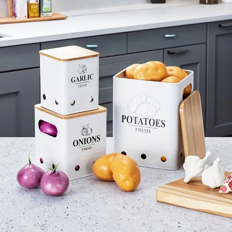 Household stackable potatoes onion garlic storage tank kitchen vegetables dark and fresh square white storage
Household stackable potatoes onion garlic storage tank kitchen vegetables dark and fresh square white storage