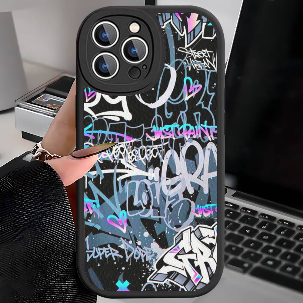 Cool Black Graffiti Leather Phone Case For iPhone 16 15 14 17 Pro Max 11 12 Mini Plus Soft Shell iPhone 14 plus
Cool Black Graffiti Leather Phone Case For iPhone 16 15 14 17 Pro Max 11 12 Mini Plus Soft Shell iPhone 14 plus
