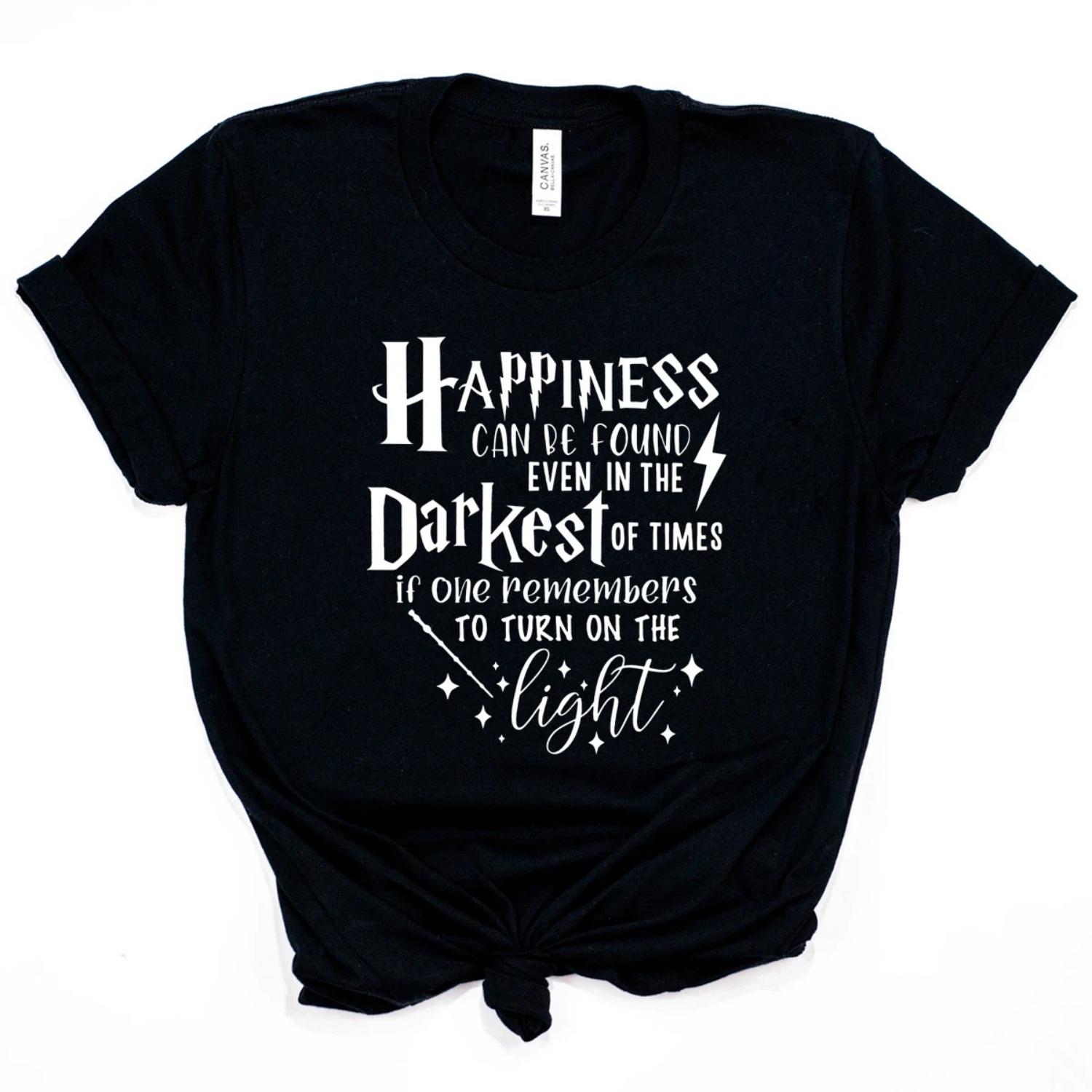 Happiness Can Be Found In The Darkest of Times T-shirt HP Inspired Shirt Dumbledore Quote Wizard Tee Magic School Tops XXXXXL
Happiness Can Be Found In The Darkest of Times T-shirt HP Inspired Shirt Dumbledore Quote Wizard Tee Magic School Tops XXXXXL