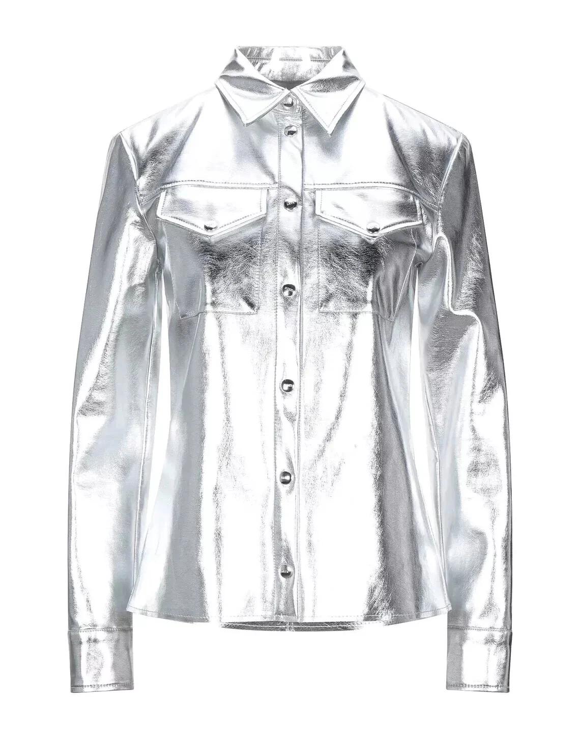 New Women Shirt Silver Genuine Lambskin Leather Handmade Stylish Casual Formal Wear Soft Fit S срібний
New Women Shirt Silver Genuine Lambskin Leather Handmade Stylish Casual Formal Wear Soft Fit S срібний