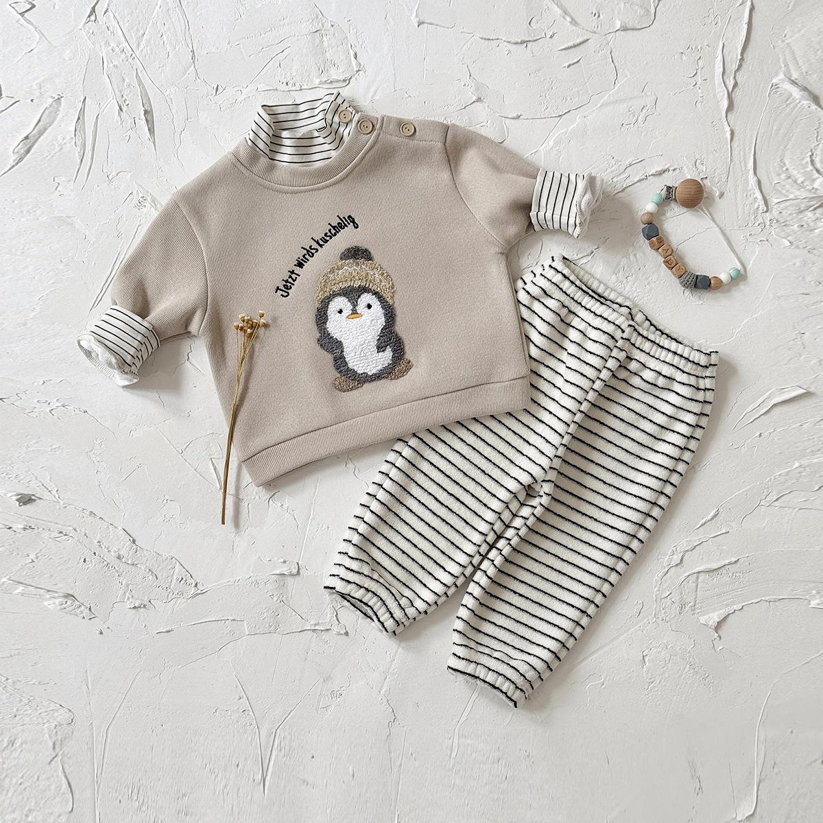 Kids Winter Clothing Set: Warm Penguin Embroidered Striped Two-Piece for Boys and Girls 2-3 Years абрикосовий
Kids Winter Clothing Set: Warm Penguin Embroidered Striped Two-Piece for Boys and Girls 2-3 Years абрикосовий