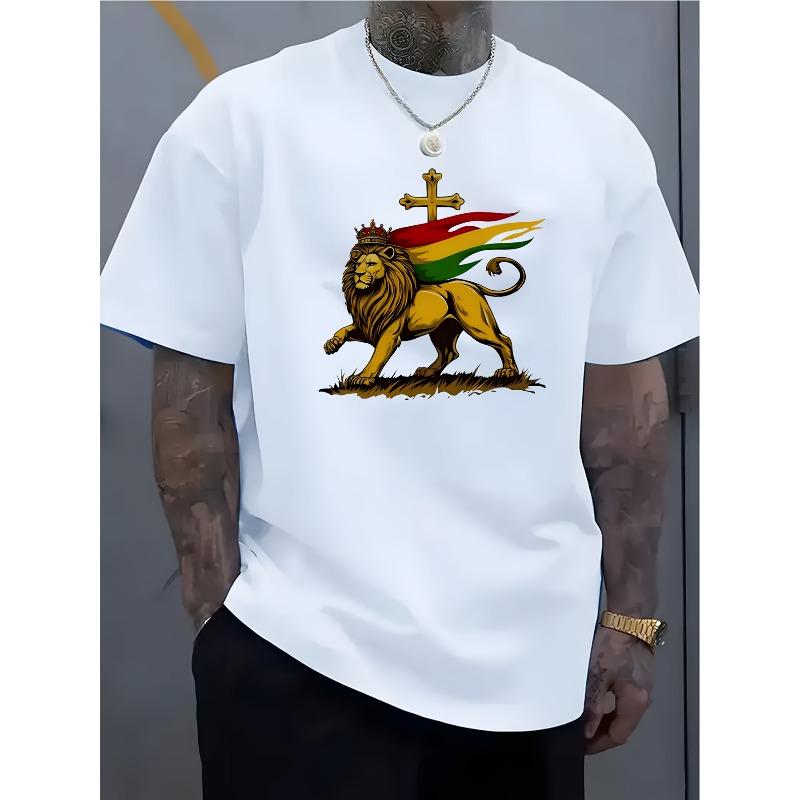 European sizes Men S Casual Short-Sleeve T-Shirt in Light Blue Featuring a Lion And Rastafarian Colors Print, Made from Breathable 4XL
European sizes Men S Casual Short-Sleeve T-Shirt in Light Blue Featuring a Lion And Rastafarian Colors Print, Made from Breathable 4XL