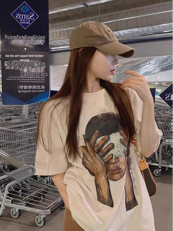 Women s Pure Cotton Apricot Short Sleeve T-Shirt - Summer 2025 Trendy Loose Fit National Tide Style 3XL
Women s Pure Cotton Apricot Short Sleeve T-Shirt - Summer 2025 Trendy Loose Fit National Tide Style 3XL