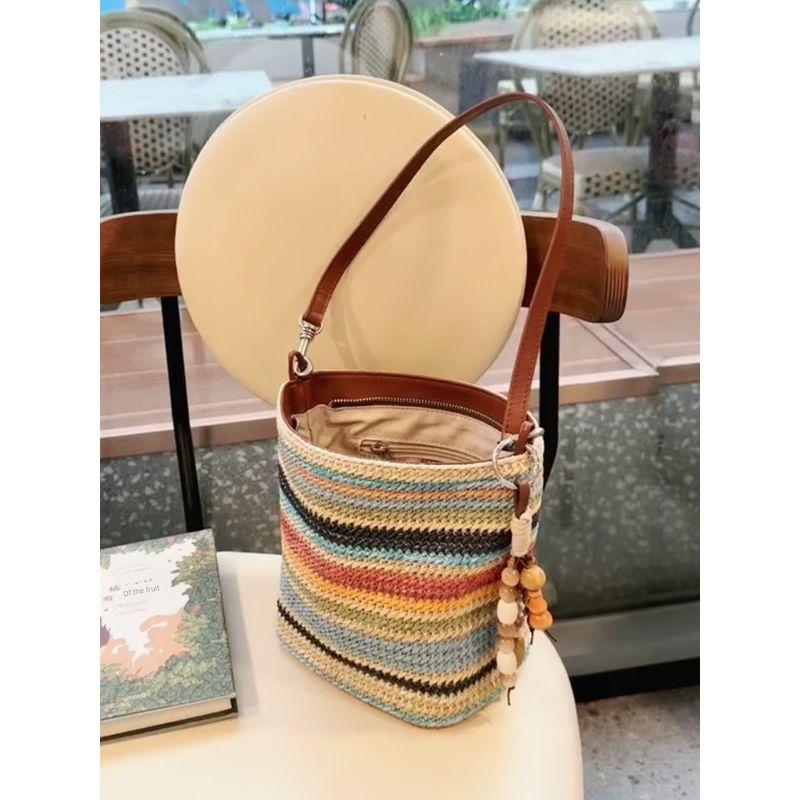 Super Popular Rainbow Woven Bag for Women 2025 New Straw Woven Beach Bag Commuter All-Match Shoulder Shoulder Bucket Bag Rainbow stripes
Super Popular Rainbow Woven Bag for Women 2025 New Straw Woven Beach Bag Commuter All-Match Shoulder Shoulder Bucket Bag Rainbow stripes
