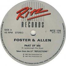 7inch Record FOSTER ALLEN Part Of Me RITZ178 Ritz Records 1987 UK CountryFolk Used
7inch Record FOSTER ALLEN Part Of Me RITZ178 Ritz Records 1987 UK CountryFolk Used
